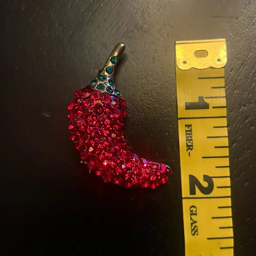 Sparkling Red Chili Pepper Brooch